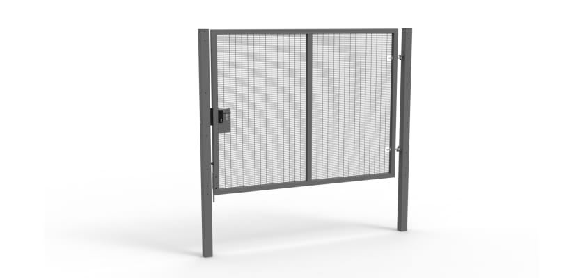 Grey Apollo® 2.0m High x 2.5m Wide 358 Prison Mesh Single Pedestrian Gate Kit with Latch Lock with Handles