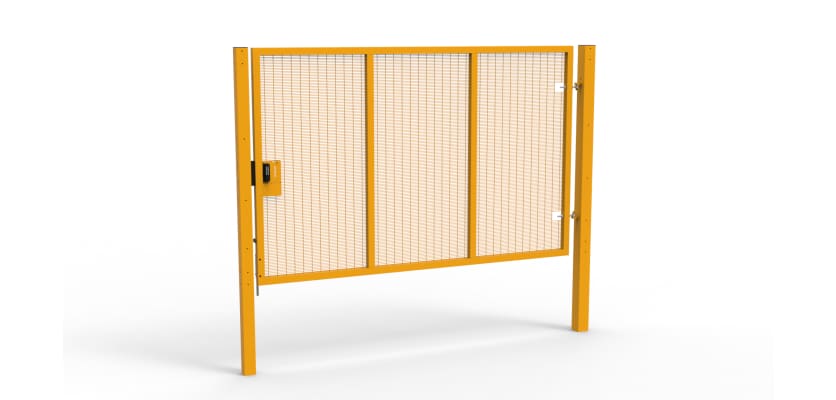 Yellow Apollo® 2.0m High x 3.0m Wide 358 Prison Mesh Single Gate Kit with Quick Exit Digital Lock