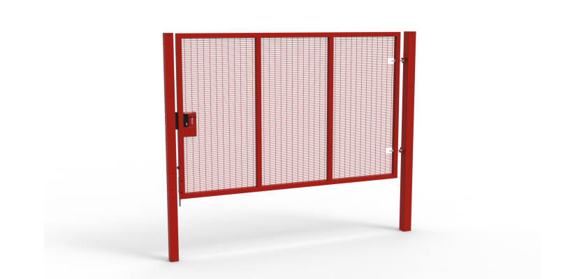Red Apollo® 2.0m High x 3.0m Wide 358 Prison Mesh Single Pedestrian Gate Kit with Latch Lock with Handles