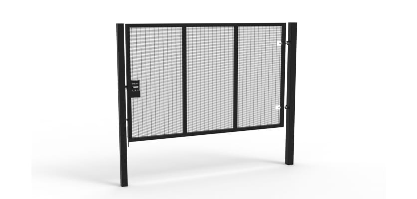Black Apollo® 2.0m High x 3.0m Wide 358 Prison Mesh Single Gate Kit with Unislide Latch