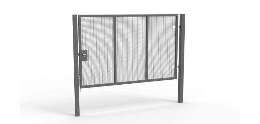 Grey Apollo® 2.0m High x 3.0m Wide 358 Prison Mesh Single Gate Kit with Unislide Latch