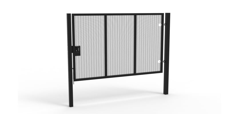 Black Apollo® 2.0m High x 3.0m Wide 358 Prison Mesh Single Pedestrian Gate Kit with Latch Lock with Handles