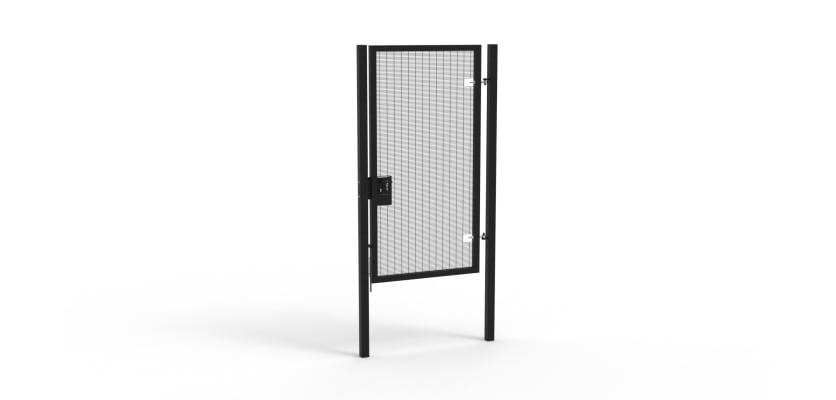 A Black 2.4m high x 1.2m Wide Single Leaf 358 Apollo Security Gate with Latch Lock Handles