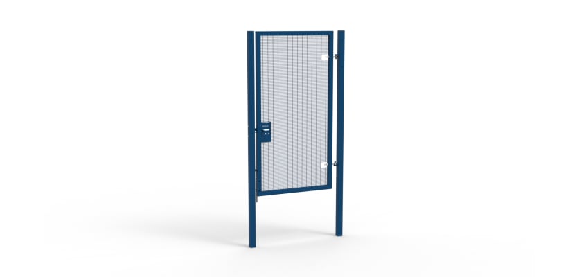 A Blue 2.4m high x 1.2m Wide Single Leaf 358 Apollo Security Gate with Unislide Latch