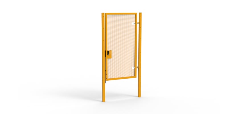 A Yellow 2.4m high x 1.2m Wide Single Leaf 358 Apollo Security Gate with Latch Lock 
