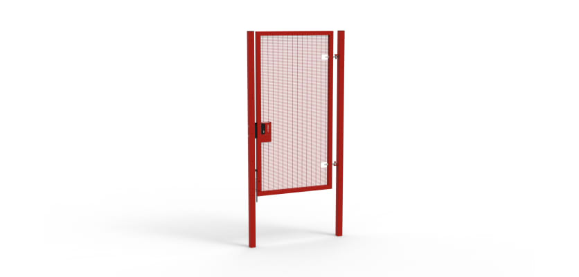 A Red 2.4m high x 1.2m Wide Single Leaf 358 Apollo Security Gate with Latch Lock 