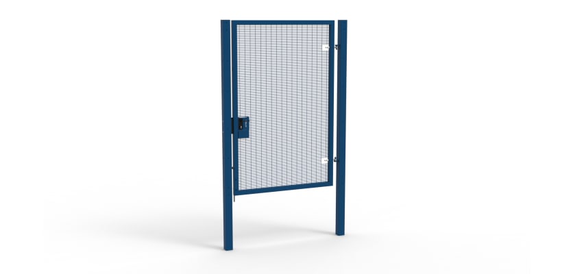 A Blue 2.4m high x 1.5m Wide Single Leaf 358 Apollo Security Gate with Latch Lock Handles