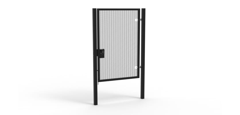 A Black 2.4m high x 1.5m Wide Single Leaf 358 Apollo Security Gate with Latch Lock Handles