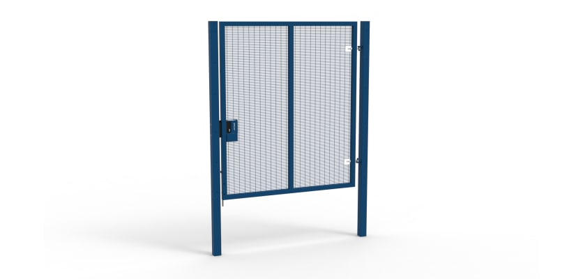 A Blue 2.4m high x 2.0m Wide Single Leaf 358 Apollo Security Gate with Latch Lock