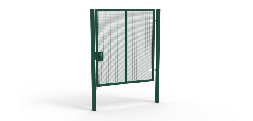 A Green 2.4m high x 2.0m Wide Single Leaf 358 Apollo Security Gate with Quick Exit Digilock