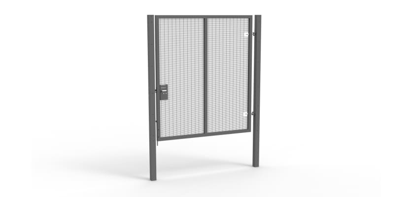 A Grey 2.4m high x 2.0m Wide Single Leaf 358 Apollo Security Gate with Unislide Latch