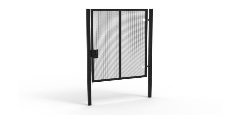 A Black 2.4m high x 2.0m Wide Single Leaf 358 Apollo Security Gate with Latch Lock
