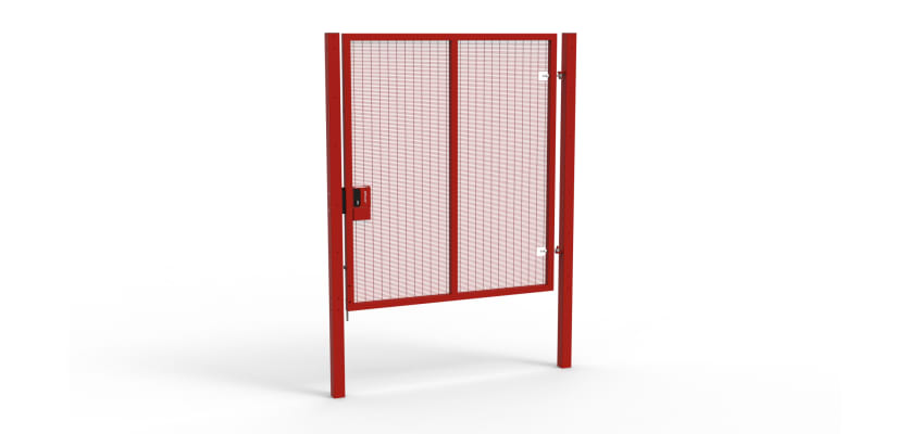 A Red 2.4m high x 2.0m Wide Single Leaf 358 Apollo Security Gate with Latch Lock