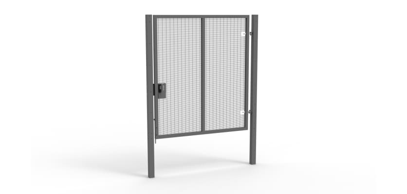 A Grey 2.4m high x 2.0m Wide Single Leaf 358 Apollo Security Gate with Quick Exit Digilock