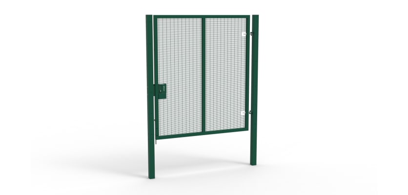 A Green 2.4m high x 2.0m Wide Single Leaf 358 Apollo Security Gate with Latch Lock