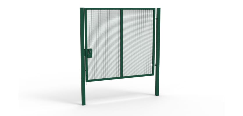 A Green 2.4m high x 2.5m Wide Single Leaf 358 Apollo Security Gate with Latch Lock Handles