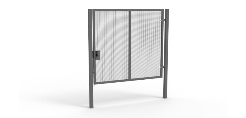 A Grey 2.4m high x 2.5m Wide Single Leaf 358 Apollo Security Gate with Quick Exit Digilock