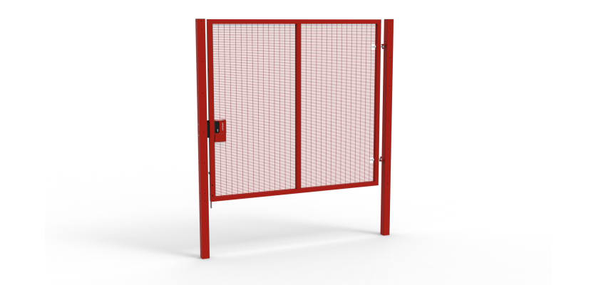 A Red 2.4m high x 2.5m Wide Single Leaf 358 Apollo Security Gate with Latch Lock 