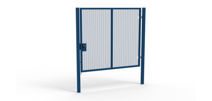 A Blue 2.4m high x 2.5m Wide Single Leaf 358 Apollo Security Gate with Quick Exit Digilock