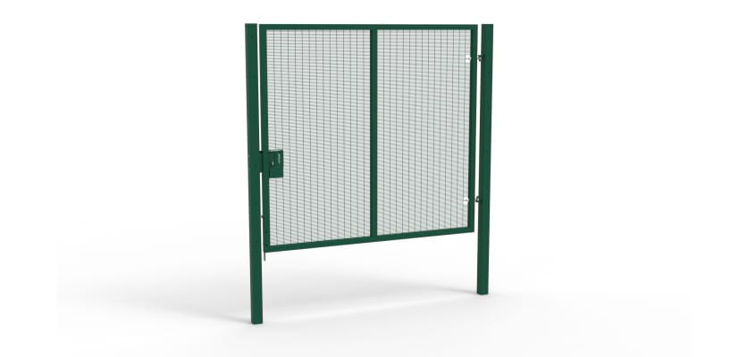 A Green 2.4m high x 2.5m Wide Single Leaf 358 Apollo Security Gate with Latch Lock 