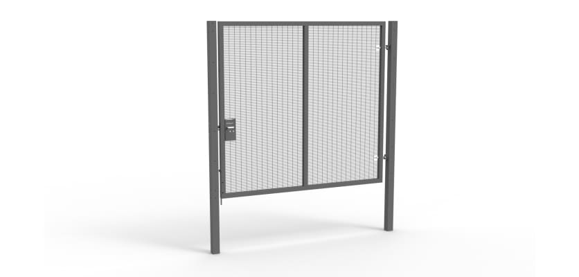 A Grey 2.4m high x 2.5m Wide Single Leaf 358 Apollo Security Gate with Unislide Latch