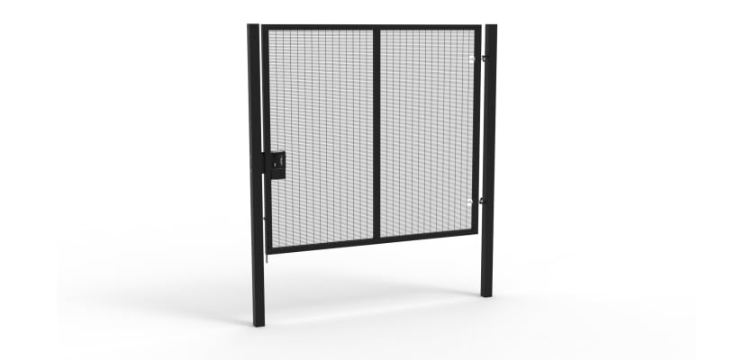 A Black 2.4m high x 2.5m Wide Single Leaf 358 Apollo Security Gate with Latch Lock Handles
