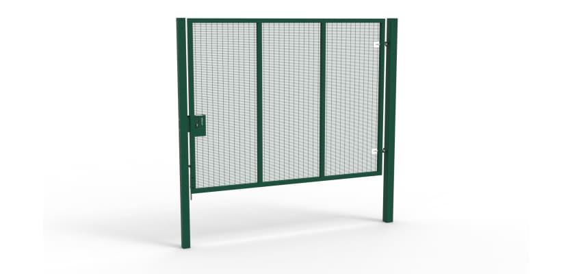 A Green 2.4m high x 3.0m Wide Single Leaf 358 Apollo Security Gate with Latch Lock 