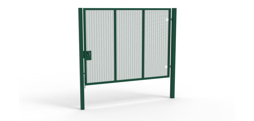 A Green 2.4m high x 3.0m Wide Single Leaf 358 Apollo Security Gate with Latch Lock Handles