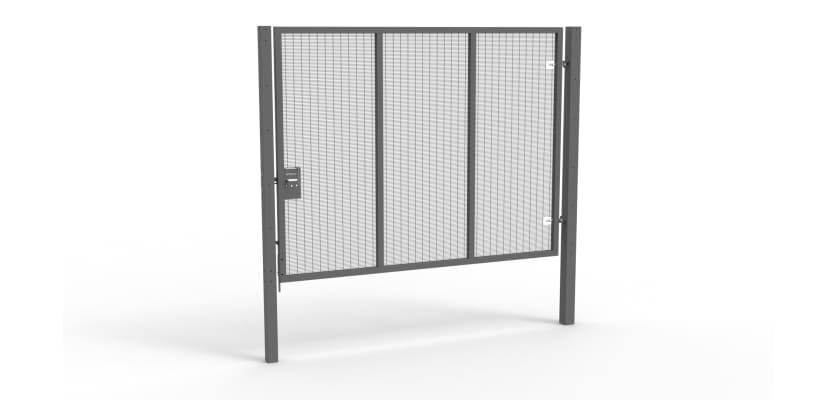 A Grey 2.4m high x 3.0m Wide Single Leaf 358 Apollo Security Gate with Unislide Latch