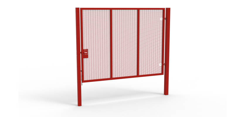 A Red 2.4m high x 3.0m Wide Single Leaf 358 Apollo Security Gate with Unislide Latch