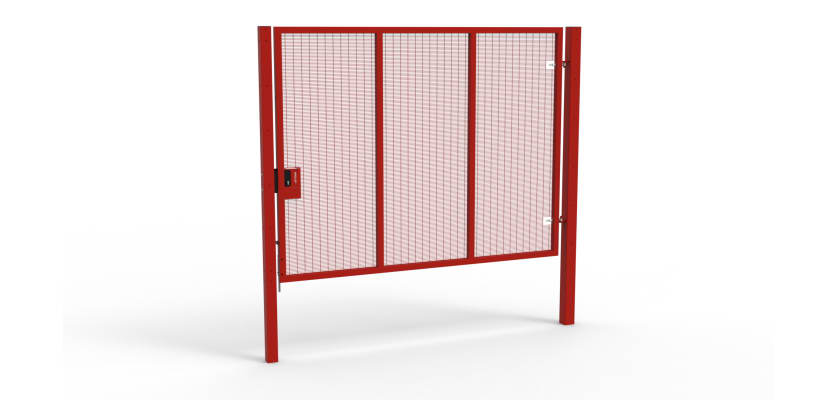 A Red 2.4m high x 3.0m Wide Single Leaf 358 Apollo Security Gate with Latch Lock 