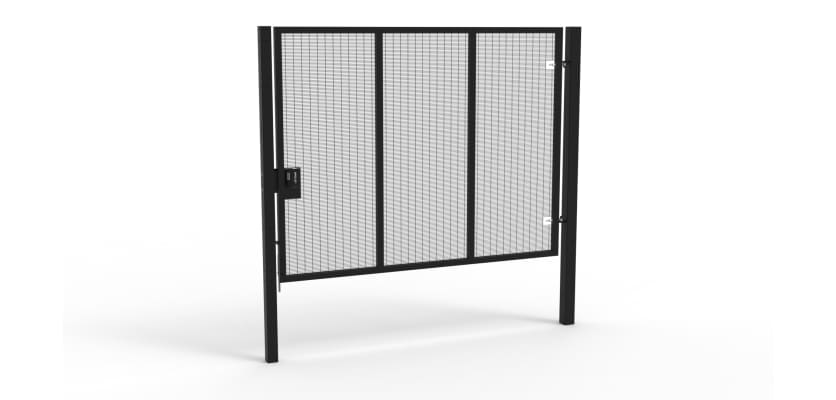 A Black 2.4m high x 3.0m Wide Single Leaf 358 Apollo Security Gate with Quick Exit Digilock