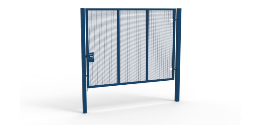 A Blue 2.4m high x 3.0m Wide Single Leaf 358 Apollo Security Gate with Unislide Latch