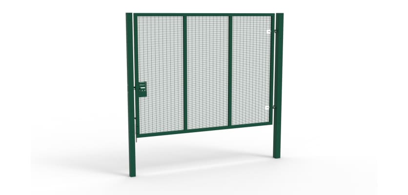 A Green 2.4m high x 3.0m Wide Single Leaf 358 Apollo Security Gate with Unislide Latch