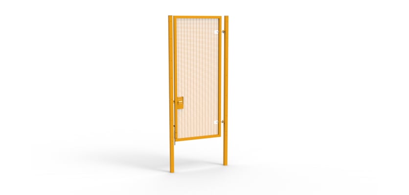 A Yellow 3.0m high x 1.2m Wide Single Leaf 358 Apollo Security Gate with Unislide Latch
