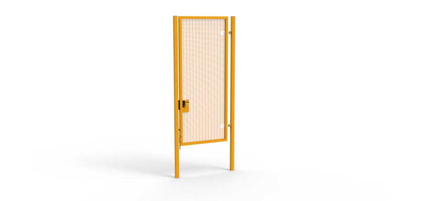 A Yellow 3.0m high x 1.2m Wide Single Leaf 358 Apollo Security Gate with Latch Lock Handles