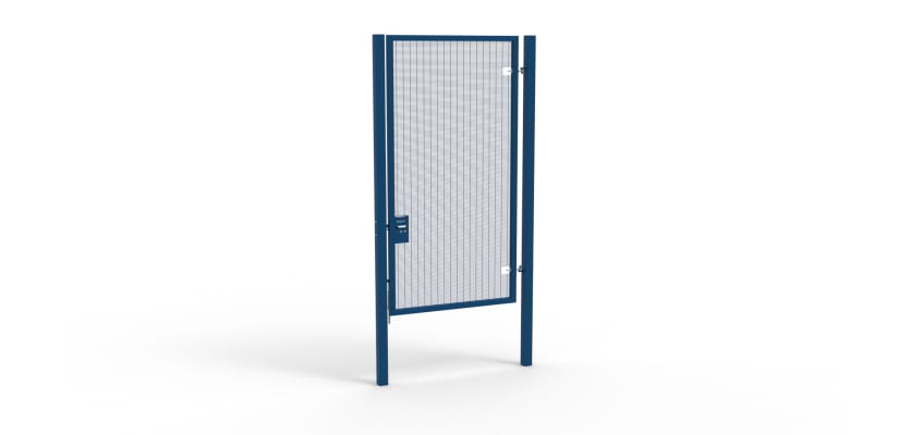 A Blue 3.0m high x 1.5m Wide Single Leaf 358 Apollo Security Gate with Unislide Latch