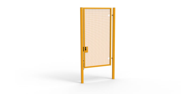 A Yellow 3.0m high x 1.5m Wide Single Leaf 358 Apollo Security Gate with Quick Exit Digilock