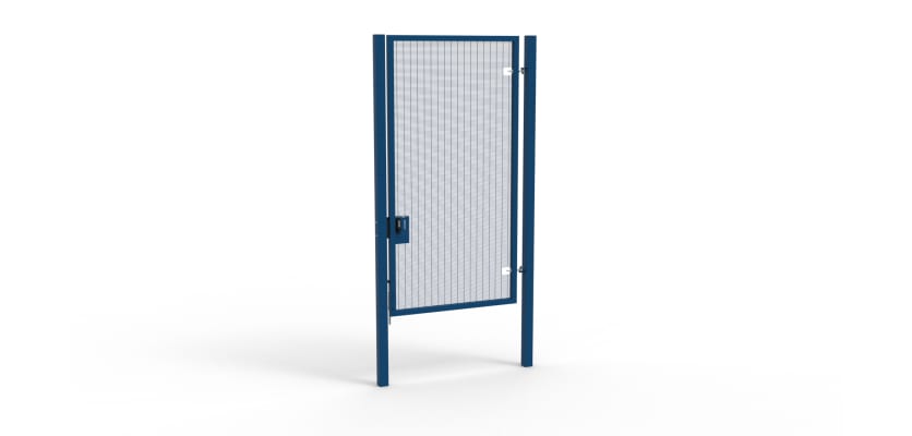 A Blue 3.0m high x 1.5m Wide Single Leaf 358 Apollo Security Gate with Quick Exit Digilock