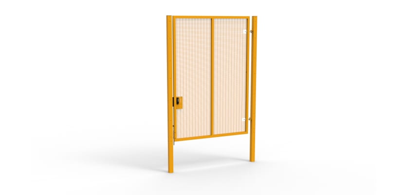 A Yellow 3.0m high x 2.0m Wide Single Leaf 358 Apollo Security Gate with Quick Exit Digilock