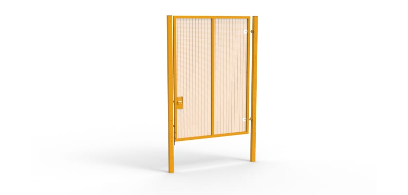 A Yellow 3.0m high x 2.0m Wide Single Leaf 358 Apollo Security Gate with Unislide Latch