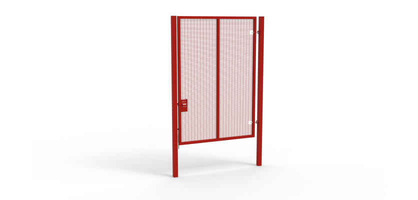 A Red 3.0m high x 2.0m Wide Single Leaf 358 Apollo Security Gate with Unislide Latch