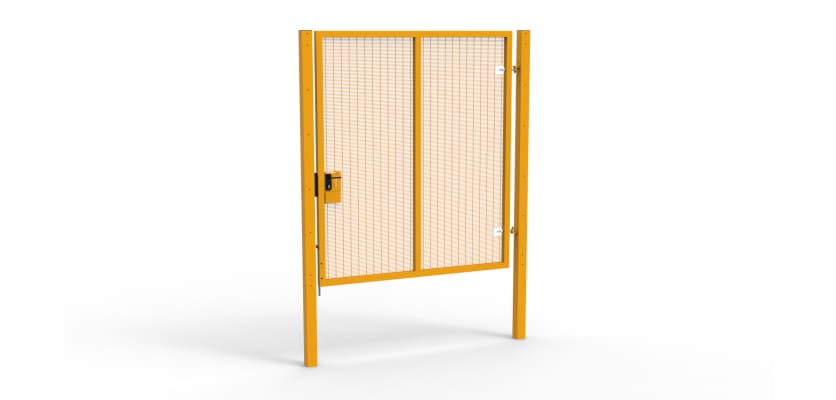 A Yellow 3.0m high x 2.0m Wide Single Leaf 358 Apollo Security Gate with Latch Lock Handles
