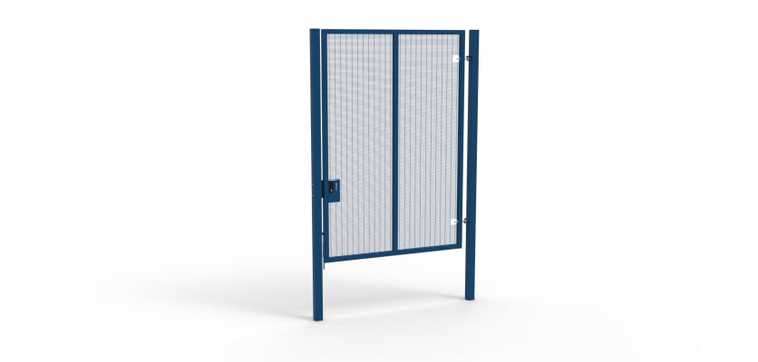 A Blue 3.0m high x 2.0m Wide Single Leaf 358 Apollo Security Gate with Latch Lock Handles