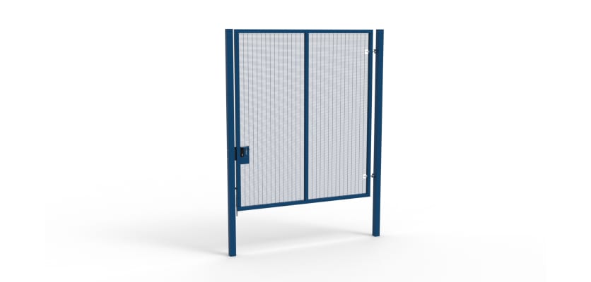 A Blue 3.0m high x 2.5m Wide Single Leaf 358 Apollo Security Gate with Latch Lock Handles