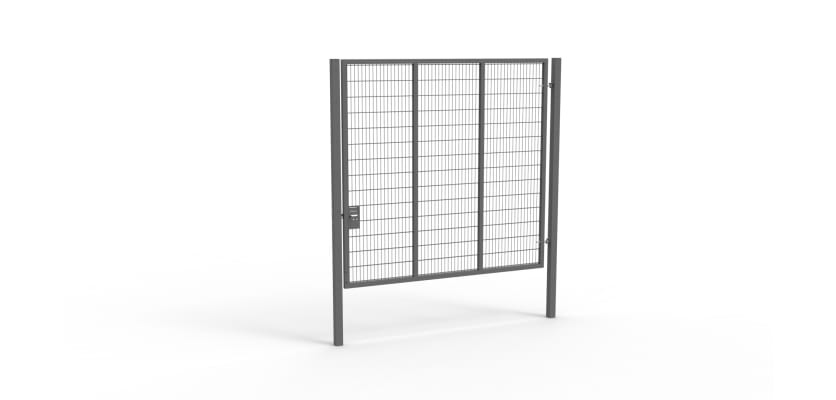 Grey Apollo® 3.0m High x 3.0m Wide 358 Prison Mesh Single Leaf Gate Kit With Unislide