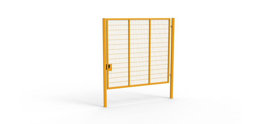 Yellow Apollo® 3.0m High x 3.0m Wide 358 Prison Mesh Single Leaf Gate Kit With Latch Lock Handles