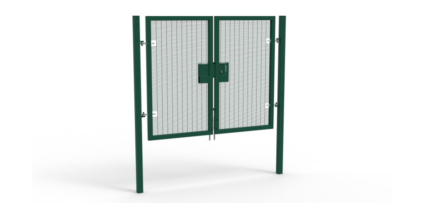 A Green 1.8m high x 2.0m Wide Double Leaf 358 Apollo Security Gate with Latch Lock 