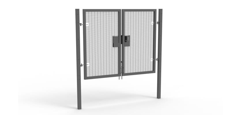 A Grey 1.8m high x 2.0m Wide Double Leaf 358 Apollo Security Gate with Latch Lock 