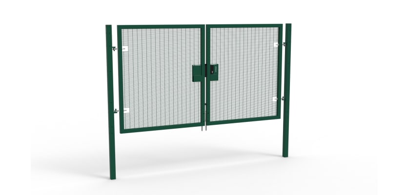 A Green 1.8m high x 3.0m Wide Double Leaf 358 Apollo Security Gate with Latch Lock 